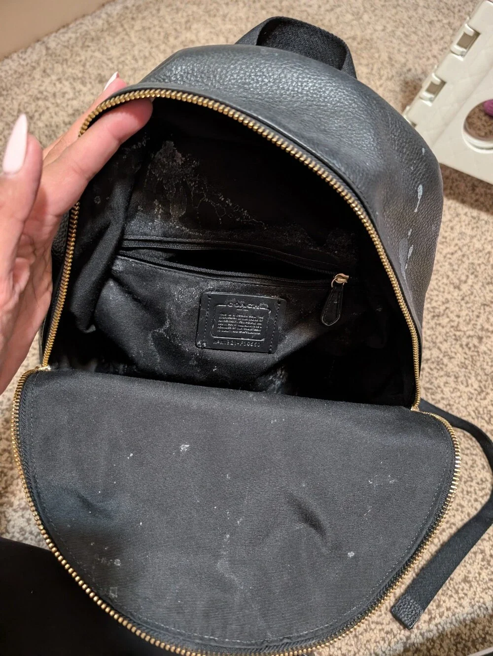Coach Black Pebbled Leather Backpack with Gold Hardware